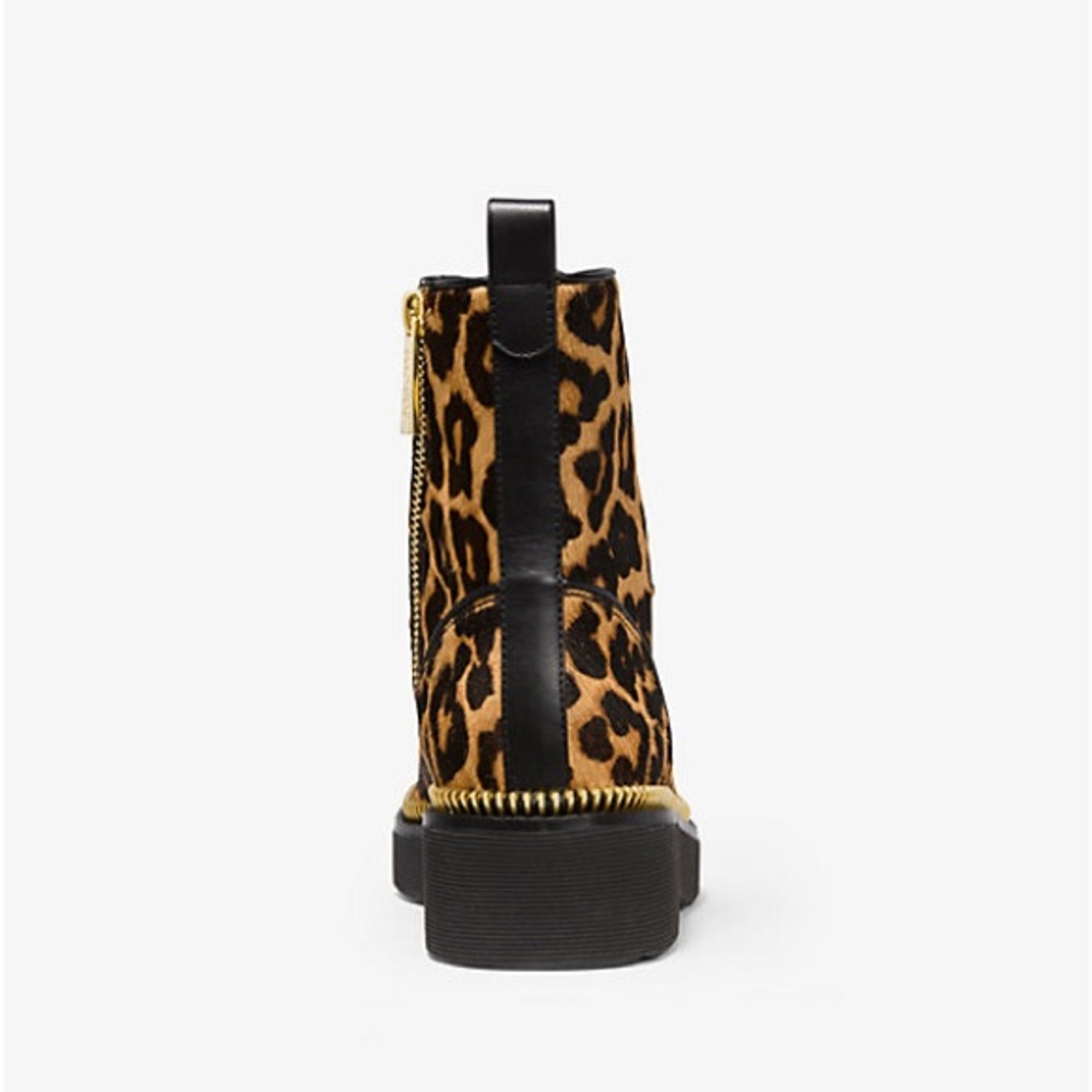 New - MICHAEL KORS Haskell Leopard Calf Hair Combat Boot - Picture 4 of 4